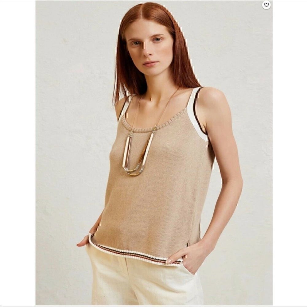Yargici  Knit  Cotton Crop Top  Size S Tan